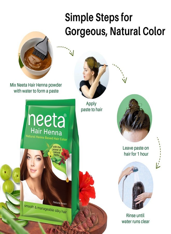 Neeta Natural Henna Based Hair Color With The Power Of Natural Herbs For Smooth & Silky Hair (125Gm Natural Brown) - Image 5