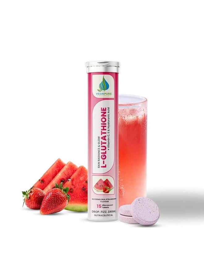 VEDAPURE Vedapure L-Glutathione Effervescent Tablets with Vitamin C & E 15 Watermelon & Strawberry Tablets - Image 1
