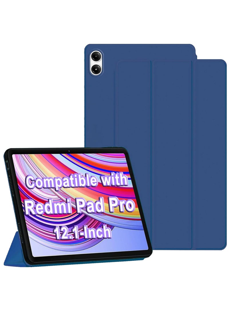 Captaintech Case for Xiaomi Redmi Pad Pro 12.1 inch 2024 Released Soft TPU Matte Back Cover with Pencil Slot Standing Folio Slim Lightweight Shell Protective Smart Cover  - Image 1