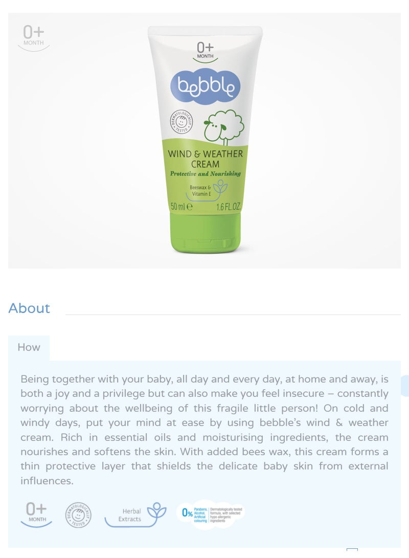 bebble Baby Wind and Weather Cream | Protects and Nourishes Skin | 50ml - Image 3