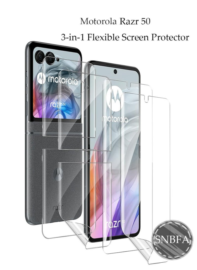 SNBFA 2 Sets 3-in-1 Flexible Screen Protector for Motorola Razr 50 , with Fingerprint Unlock Compatible, Full Adhesive Soft Film Phone Display Cover Accessory for Moto Razr 50  - Image 1
