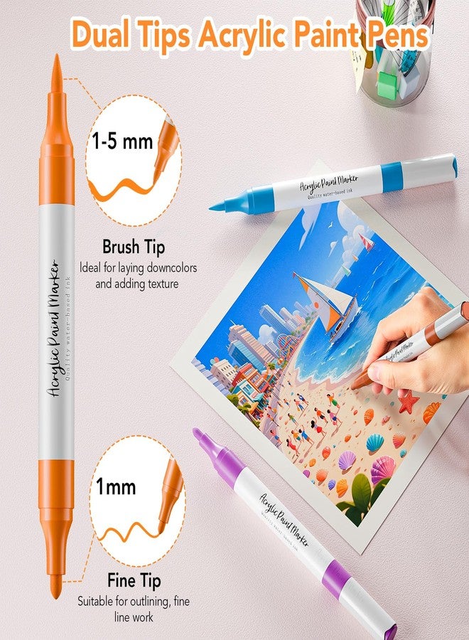 WELLOKB Acrylic Paint Markers,80 Colors Acrylic Markers Dual Tip Paint Pens for Fabric, Painting Rocks,Wood, Glass,Coloring Books,DIY Crafts Art School Supplies,Pumpkin Painting Kit,Christmas Gifts - Image 2
