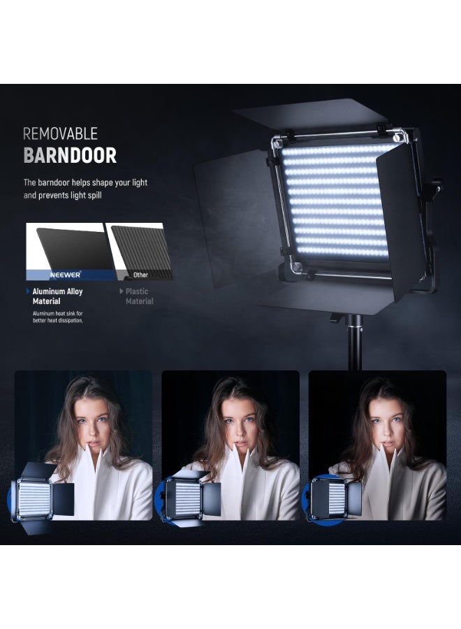 نيوير NEEWER 2 Pack Bi-color 660 LED Video Light Kit:(2)3200-5600K CRI96+ Light with U Bracket/Barndoor,(2)Softbox Diffuser,(2)75 inches Tripod Stand, Key Lighting for Studio Photography Recording Streaming - Image 5