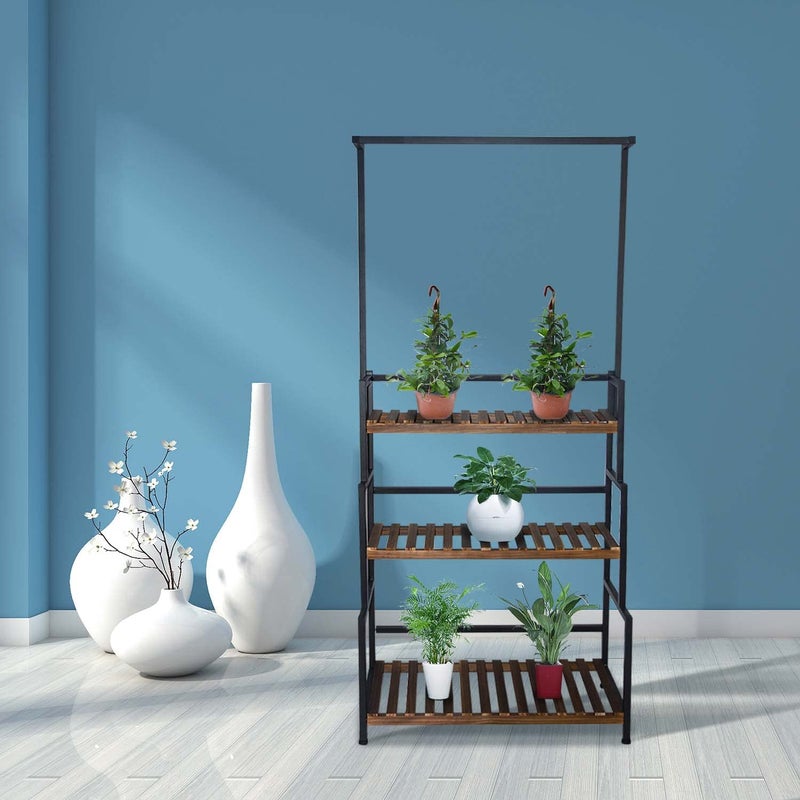 yeshine 3-Tier Hanging Plant Stand Indoor, 68 Inch Tall Metal Plant Shelf for Indoor Multiple Plants, Large Plant Pot Stand Holder, Heavy Duty Ladder Shape Plant Rack for Living Room, Patio, Balcony - Image 5