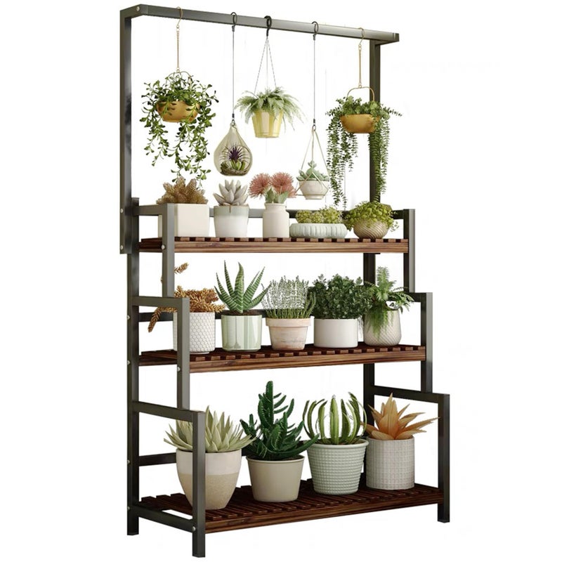 yeshine 3-Tier Hanging Plant Stand Indoor, 68 Inch Tall Metal Plant Shelf for Indoor Multiple Plants, Large Plant Pot Stand Holder, Heavy Duty Ladder Shape Plant Rack for Living Room, Patio, Balcony - Image 1