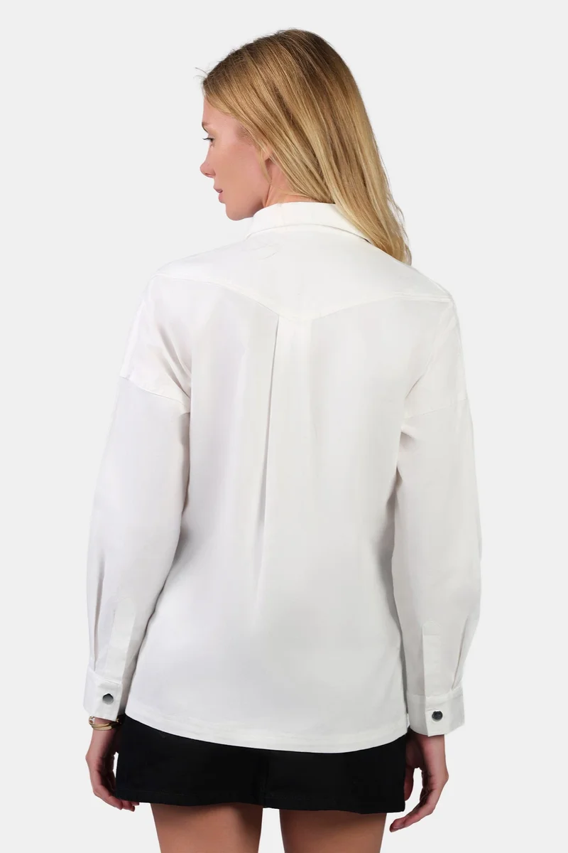 Virgio  Solid Cotton Stretch Oversized Utility Shirt for Women for Women | Best Price UAE