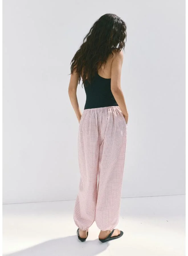 Mango Checked Slouchy Trousers