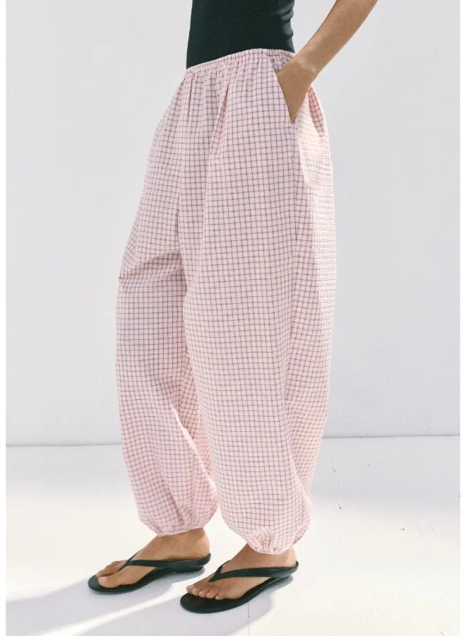 Mango Checked Slouchy Trousers