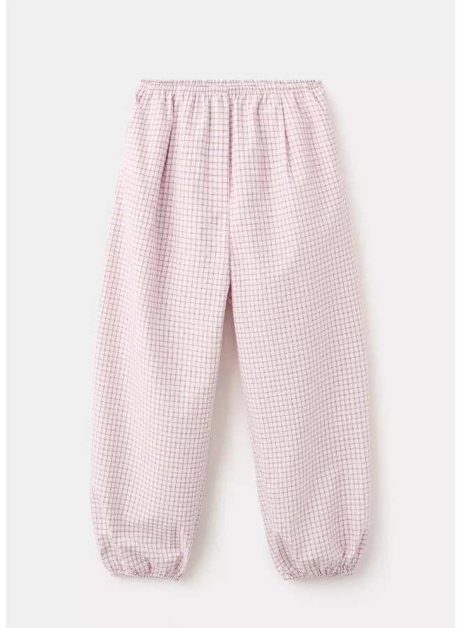 Mango 81-ROSA PASTEL Checked Slouchy Trousers for Women | Best Price UAE