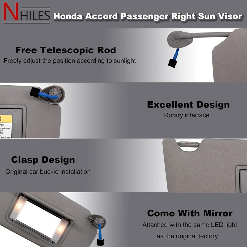 NHILES Right Passenger Sun Visor for Honda Accord - Image 3