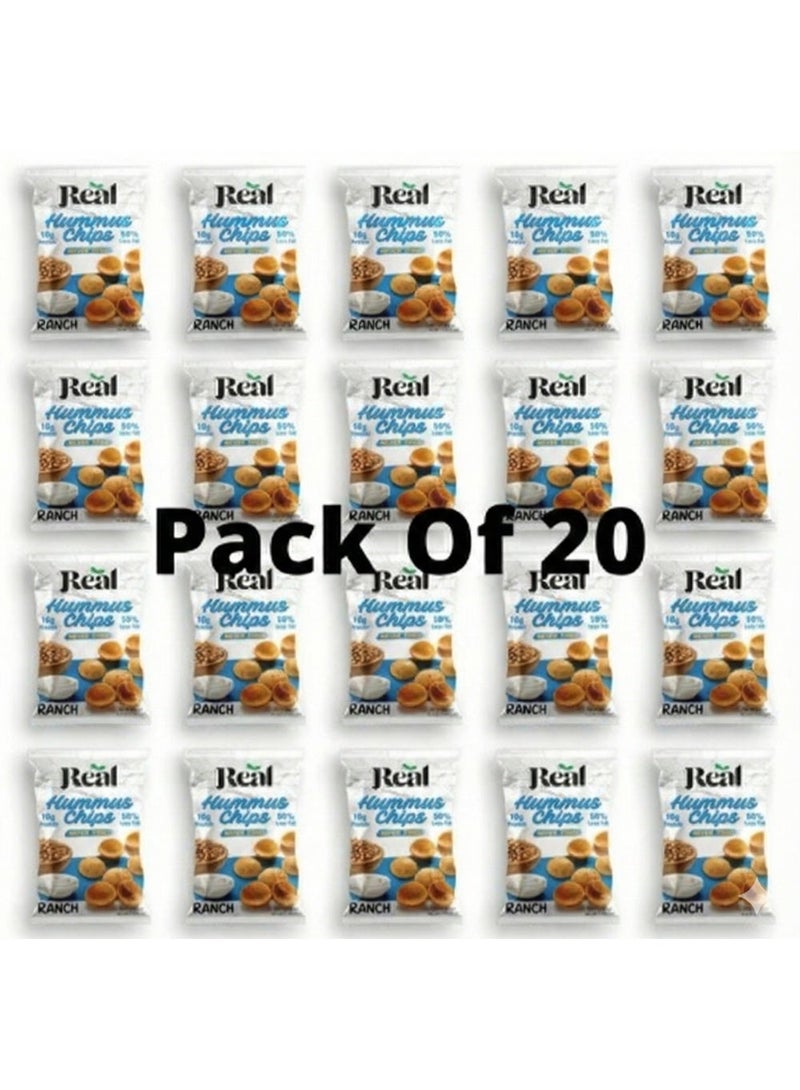 ريل رقائق بطاطس حقيقية بنكهة الحمص والرانش - 10 غرام بروتين، غير مقلية، وجبة خفيفة مقرمشة، 60 غرام (عبوة من 20 قطعة) - Image 1