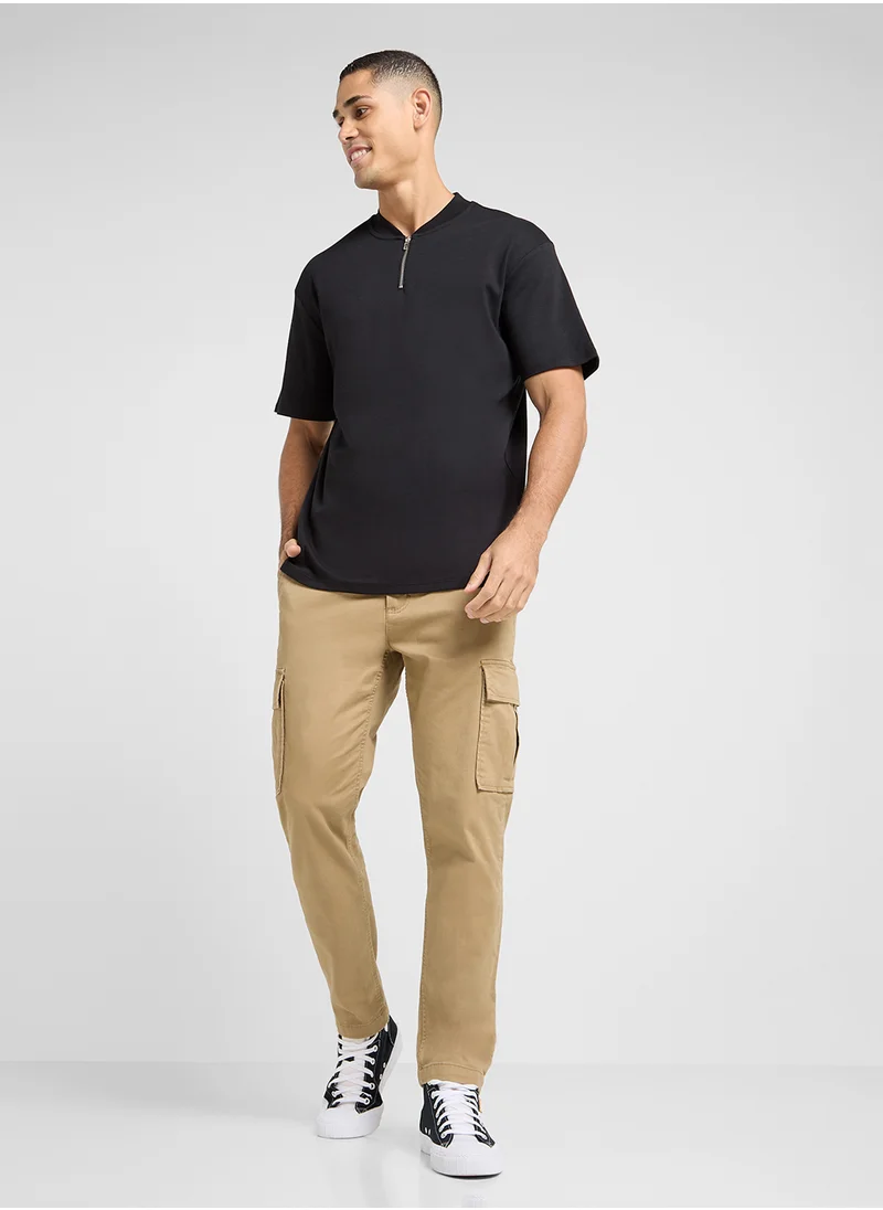 TOPMAN Oversized Fit Zip Detailed  Polo