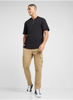 TOPMAN Oversized Fit Zip Detailed  Polo  - Image 4