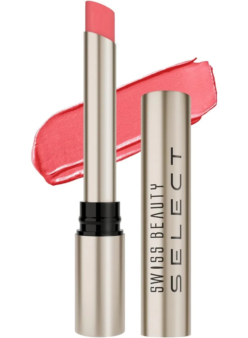سويس بيوتي Swiss Beauty Select High On Shine Creamy Lipstick | With Mirror-shine finish | Enriched with Vitamin E | Shade- Powerful Pink, 1g |