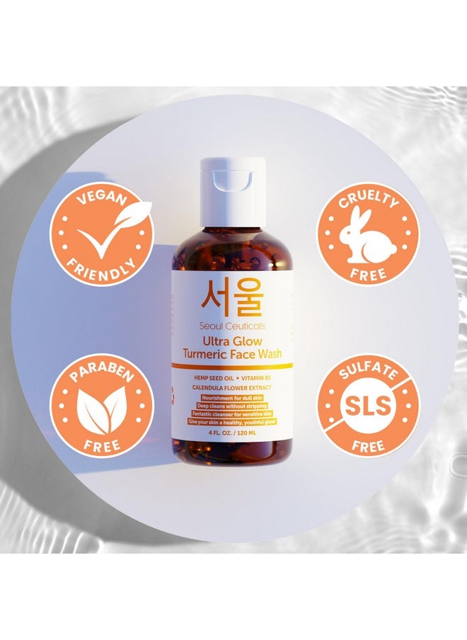 seoulceuticals SeoulCeuticals Korean Turmeric Face Wash Cleanser - Vegan Cruelty Free Korean Skincare Facial Cleanser - K Beauty Skin Care for Dry Sensitive Skin 4oz  - Image 5