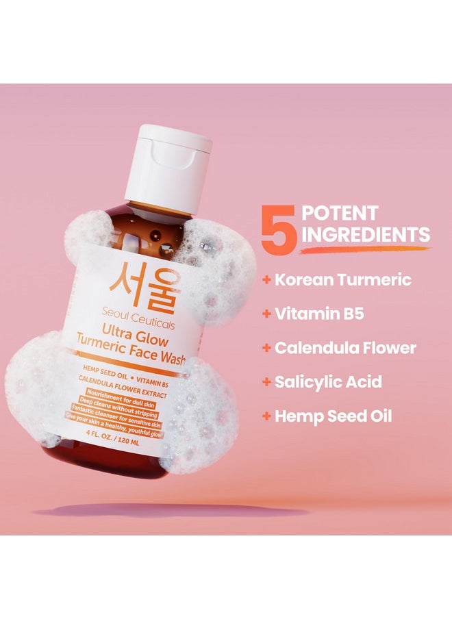 seoulceuticals SeoulCeuticals Korean Turmeric Face Wash Cleanser - Vegan Cruelty Free Korean Skincare Facial Cleanser - K Beauty Skin Care for Dry Sensitive Skin 4oz  - Image 4