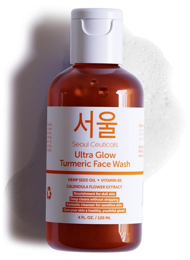 seoulceuticals SeoulCeuticals Korean Turmeric Face Wash Cleanser - Vegan Cruelty Free Korean Skincare Facial Cleanser - K Beauty Skin Care for Dry Sensitive Skin 4oz  - Image 1