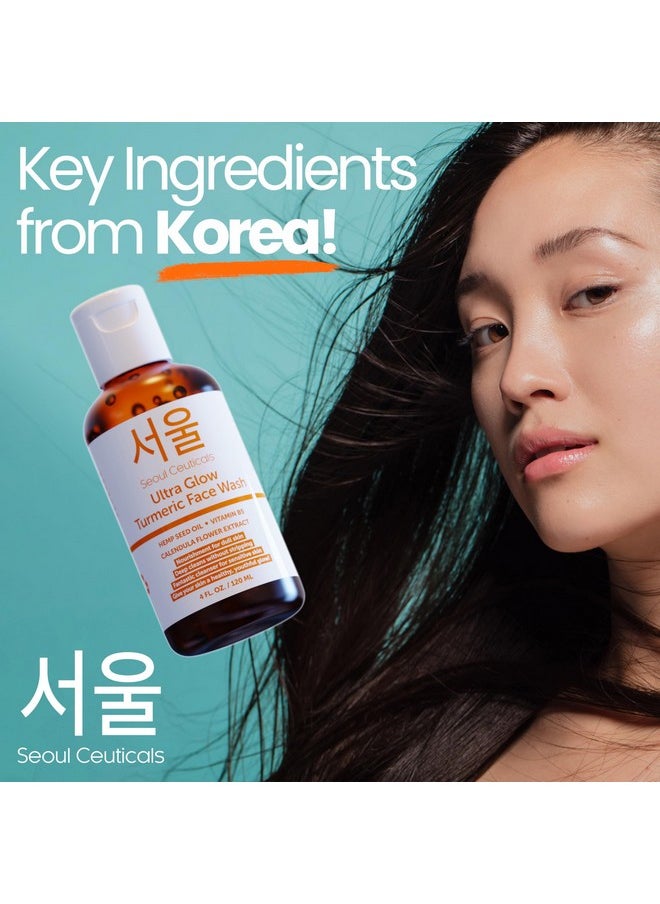 seoulceuticals SeoulCeuticals Korean Turmeric Face Wash Cleanser - Vegan Cruelty Free Korean Skincare Facial Cleanser - K Beauty Skin Care for Dry Sensitive Skin 4oz  - Image 3