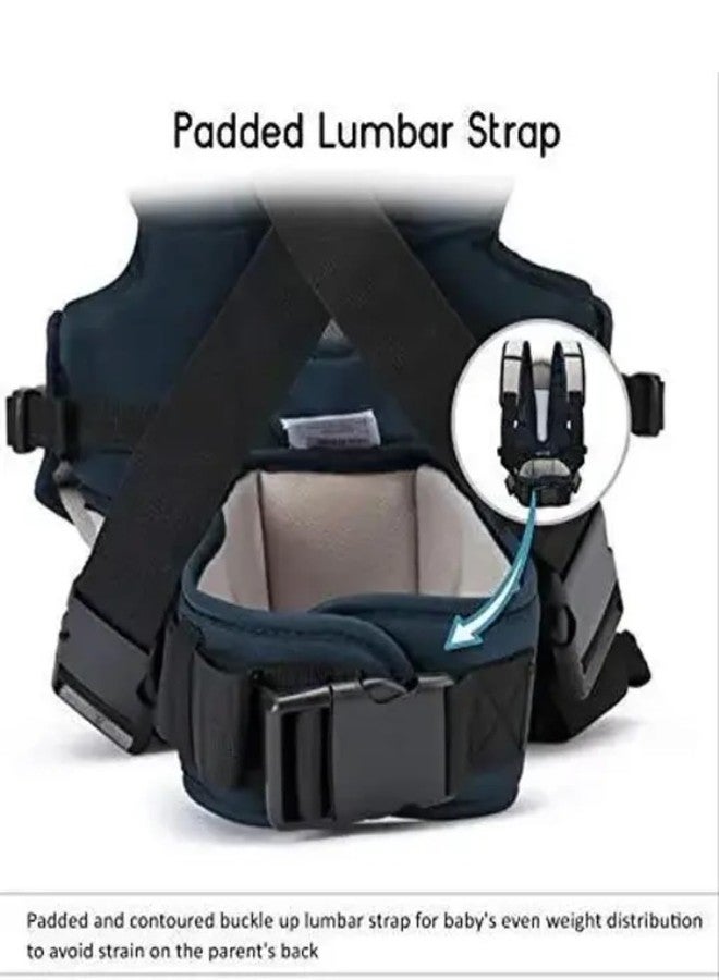 Miracle Moms 3-in-1 Ergonomic Baby Carrier - Multifunctional, Breathable & Adjustable for Newborns to Toddlers Soft, Durable & Designed for Parent & Baby Comfortable (Navy Blue) - Image 4