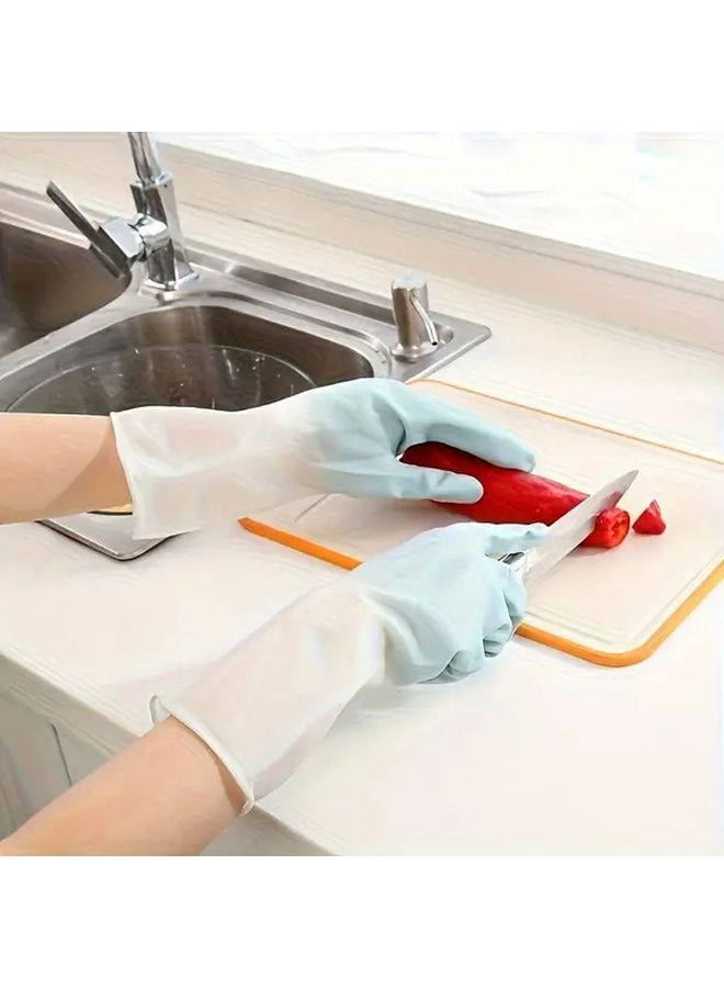 Waterproof Silicone Cleaning Gloves 2 Pairs Random Colors Non Slip Kitchen Dishwashing - Image 1