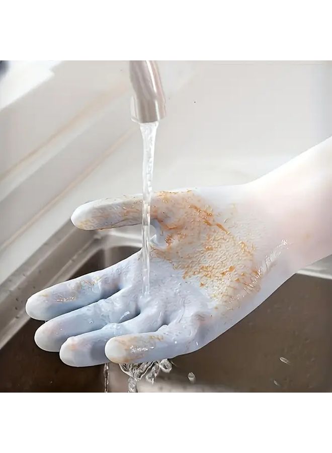 Waterproof Silicone Cleaning Gloves 2 Pairs Random Colors Non Slip Kitchen Dishwashing - Image 3