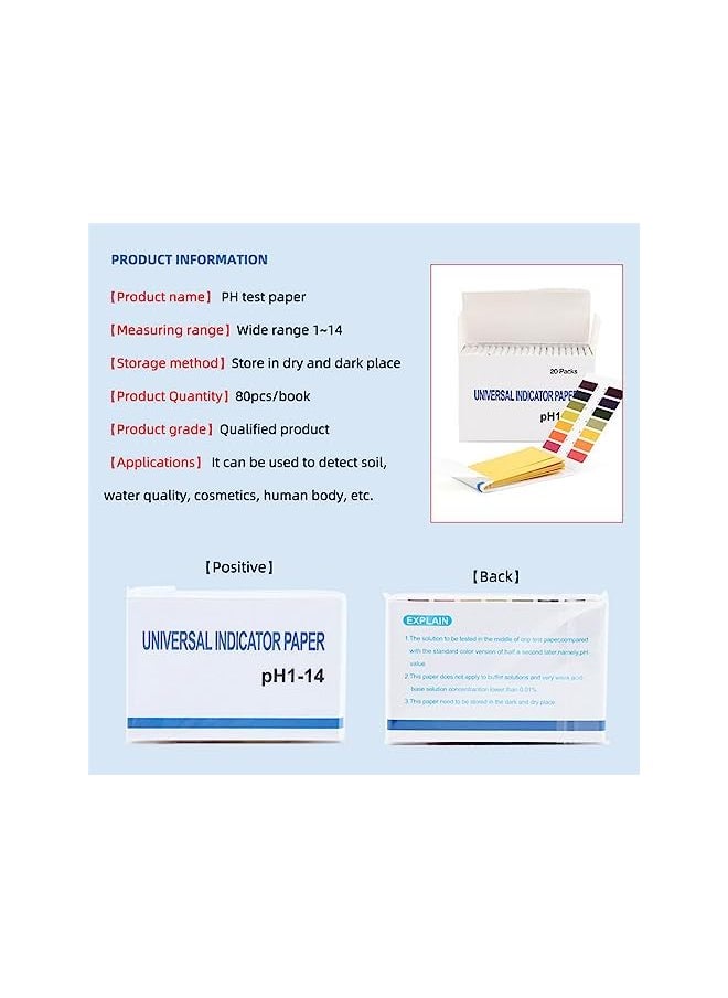 Ph Test Strips, 1600 Strips Full Range 1-14 Universal Ph Test Paper Litmus Paper, Ph Soap Making Testing Strips for Water Wine Saliva Urine Soil, Pet Food Ph Monitoring, 3 Pack Ph Strips