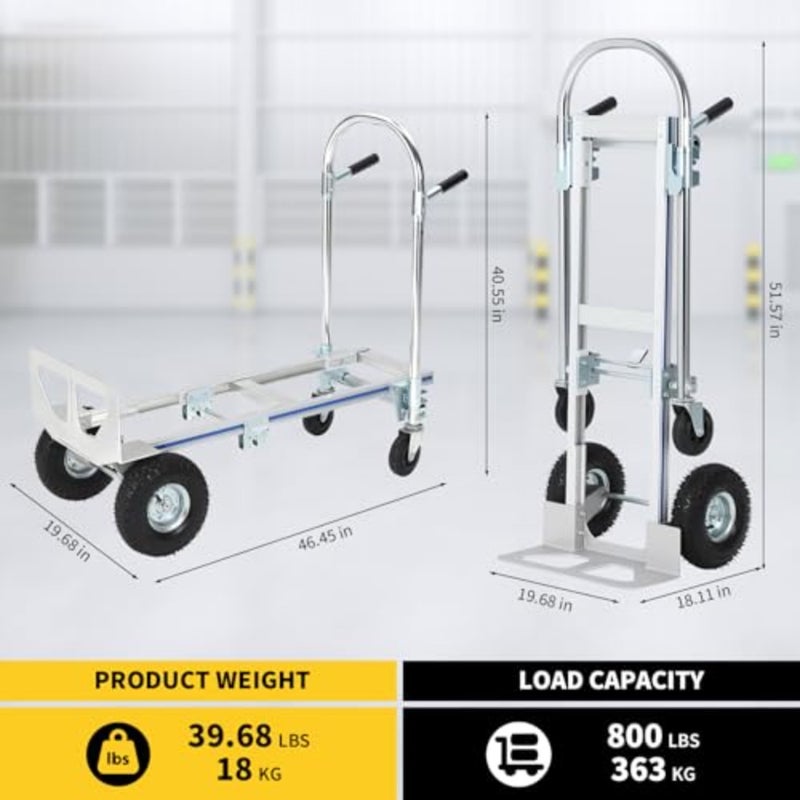 Heavy Duty 2-in-1 Aluminum Hand Truck Dolly Cart, 700 Lbs Capacitybaihuo - Image 2