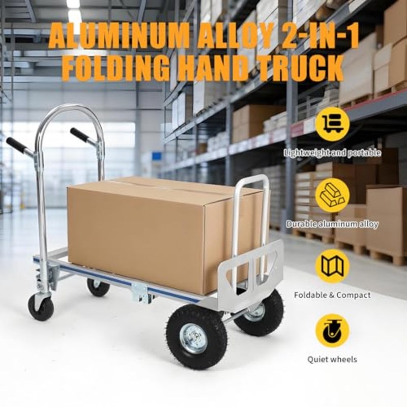 Heavy Duty 2-in-1 Aluminum Hand Truck Dolly Cart, 700 Lbs Capacitybaihuo - Image 5