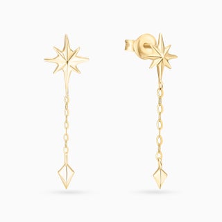 Star Drop Earrings in 18K Gold