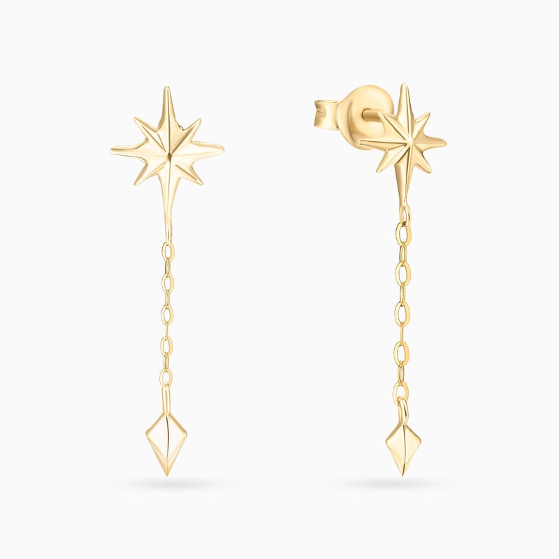 Miss L' by L'azurde Star Drop Earrings in 18K Gold - Image 1