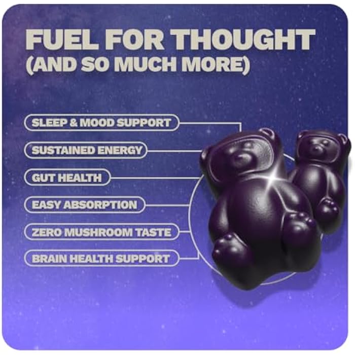 Grüns Nutrops Sugar-Free Lions Mane Mushroom Gummies for Adults, Functional Nootropics, Herbal Brain Supplement for Energy, Brain Health, Cognitive, Memory & Focus, Reishi, Chaga, Cordyceps - 28 Day Supply - Image 4