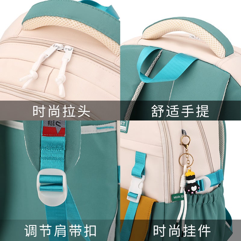 Natural Fish New Pull Rod Schoolbag Primary School Girls Reduce The Burden Of Large Capacity Schoolbag Children Primary School Students A Generation Of Hair - Image 4