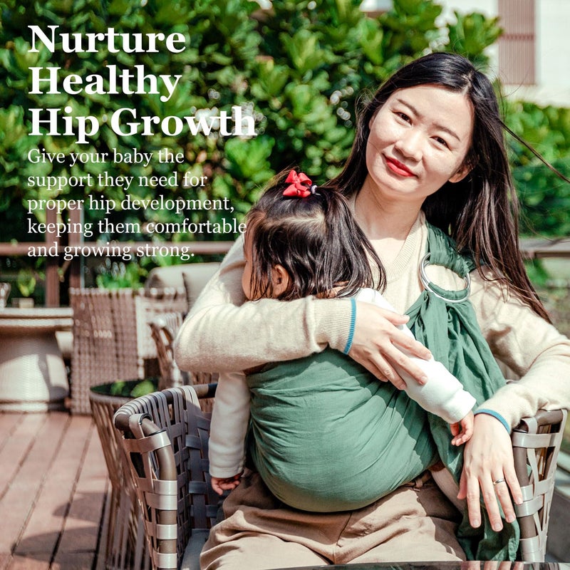 Vlokup Ring Sling Baby Carrier  Soft Linen Cotton Baby Sling Carrier Newborn To Toddler  Baby Wrap Carrier For Plus Size Parents  Perfect Shower Gift  Green - Image 4