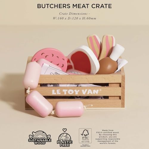 Le Toy Van - Educational Pretend Play Toy Food | Wooden Honeybee Market Meat Crate | Supermarket Pretend Play Shop Food - Image 3