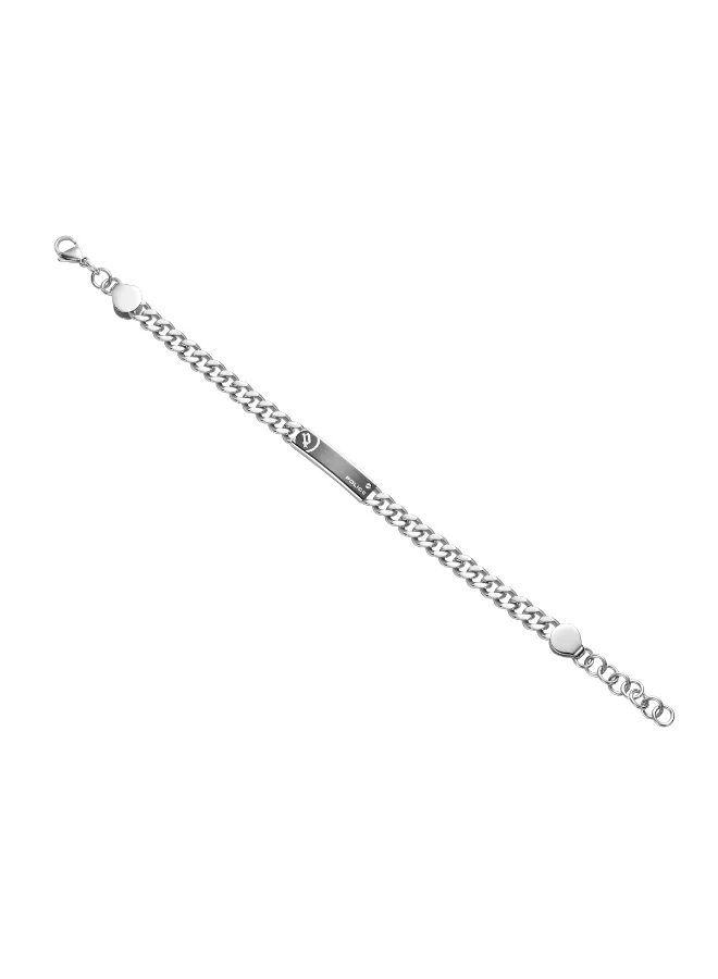 POLICE Universal II Silver Stainless Steel With Black Inlay Bracelet for Men