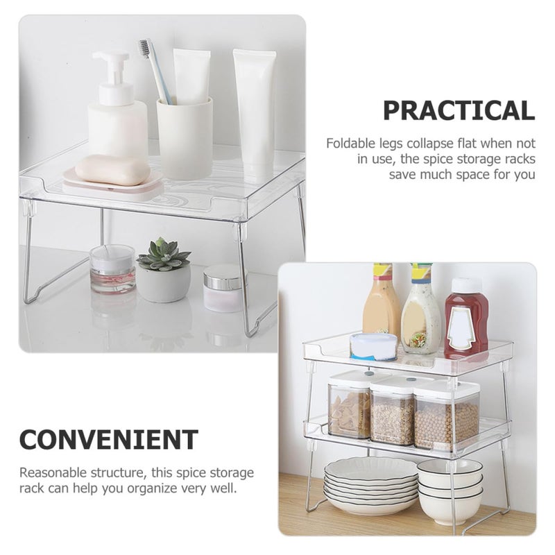 Stackable Folding Spice Rack Organizer 2 Pack for Kitchen Countertop Cabinet Bathroom Storage - Image 4