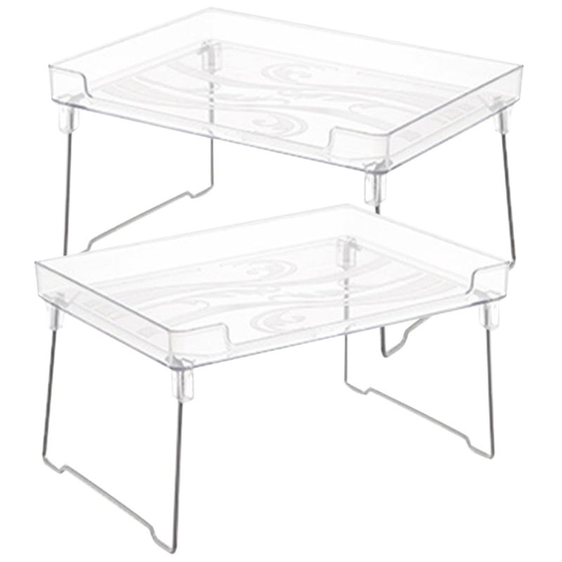 Stackable Folding Spice Rack Organizer 2 Pack for Kitchen Countertop Cabinet Bathroom Storage - Image 2