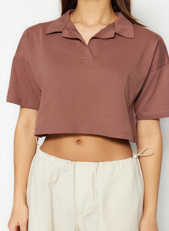 trendyol T-Shirt - Brown - Crop  - Image 4