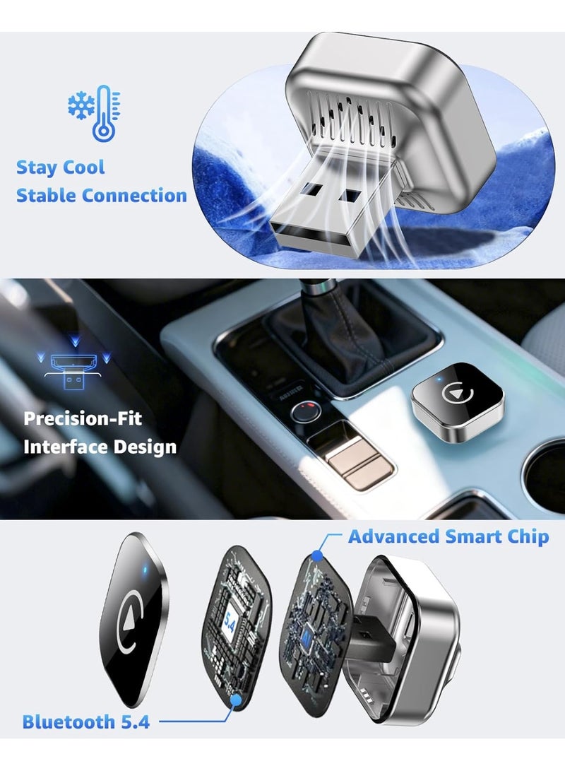 2-in-1 Wireless CarPlay & Android Auto Adapter, USB/USB-C Dongle, Silver - Image 2