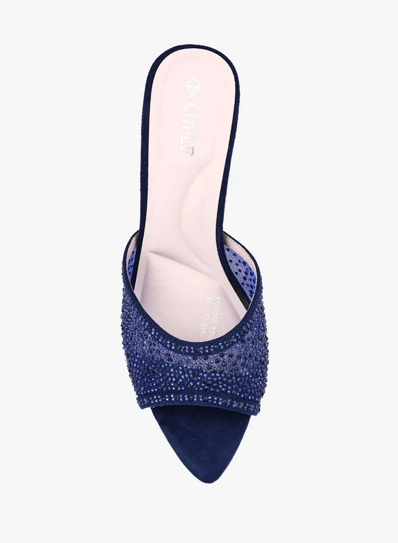 Cuple Navy Womens mesh heeled sandals for Women | Best Price UAE