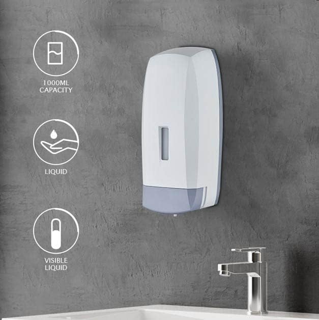 M.J. Jewellers Wall-Mounted Soap Dispenser 1000ml | Manual Kitchen Bathroom Hand Sanitizer Dispenser | Anti-Leakage Nozzle for Liquid Soap, Gel, Shampoo, Shower Gel, Lotion, and Cleaner - Image 2
