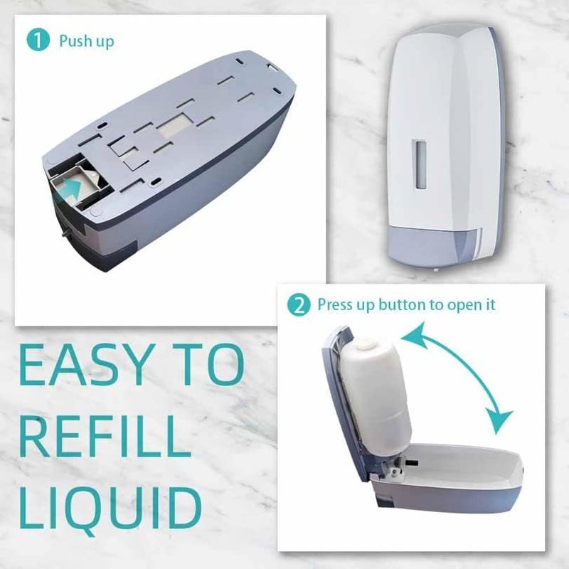M.J. Jewellers Wall-Mounted Soap Dispenser 1000ml | Manual Kitchen Bathroom Hand Sanitizer Dispenser | Anti-Leakage Nozzle for Liquid Soap, Gel, Shampoo, Shower Gel, Lotion, and Cleaner - Image 4