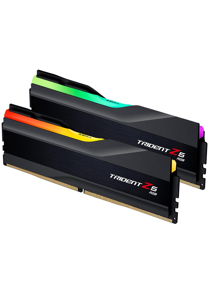 G.Skill G.SKILL Trident Z5 RGB Series (Intel XMP 3.0) DDR5 RAM 32GB (2x16GB) 6000MT/s CL36-36-36-96 1.35V Desktop Computer Memory UDIMM - Matte Black (F5-6000J3636F16GA2-TZ5RK)  - Image 1
