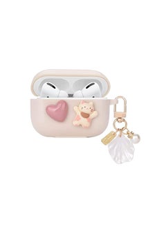 Cute Kawaii For Air Pod Pro 2 Case With Shell Pearl Keychain Love Heart Cat Design Silicone Tpu Cover Compatible With Air Pods Pro 2Nd Generation 2022 Case For Women And Girls