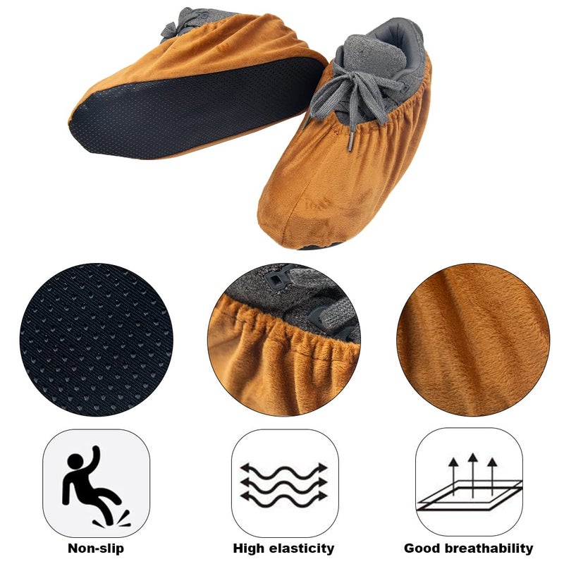 ELANE 9 Pairs Reusable Shoe Covers for Indoors,Washable Shoe Covers Bowling Shoe Covers Reusable,Non Slip Shoe Covers Foot Service for Indoor Household Office Laboratory 12inch (9-colors) - Image 3