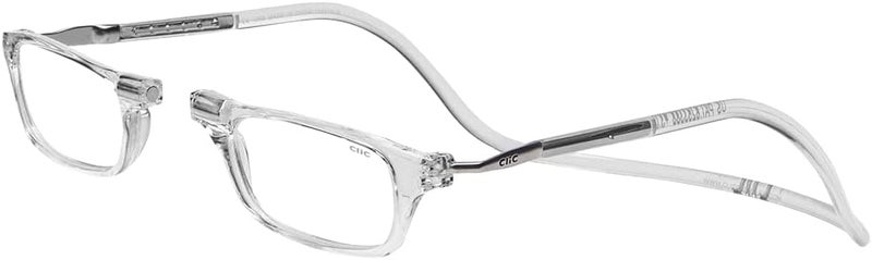 Clic Magnetic Reading Glasses with Adjustable Temples, Clear Frame, 1.75x Magnification for Men and Women - Image 1