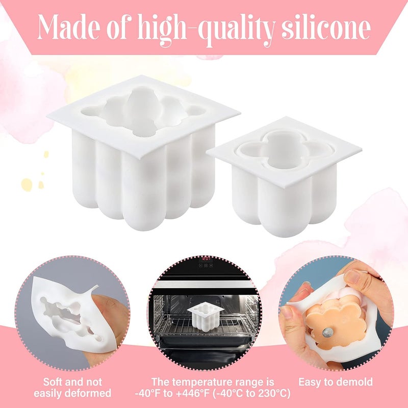 Geiserailie 4 Pcs 3D Bubble Candle Molds Set Including Bubble Cube Silicone Mold Wicks Wood Wick Holders and Hand Twist Drill Ball Silicone Mould for Scented Candle Making SoapDIY Craft - Image 3