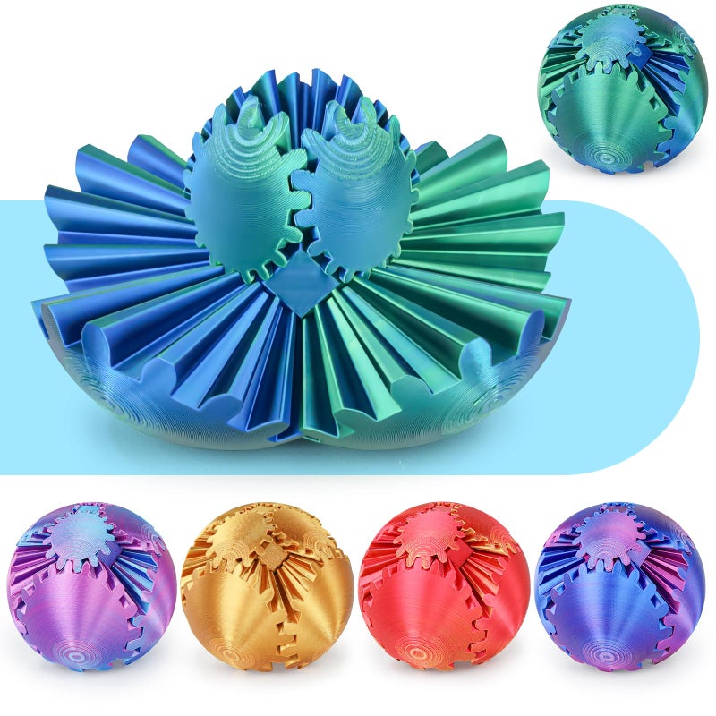 Minleway Gear Ball 3D Printed Cube Fidget ToyGear Sphere Fidget ToysSensory Toys for Stress and Anxiety Relief Desk Toy Fidget SpinnersStocking Stuffers for Adults Kids GiftBlue Green 31 Inch - Image 2