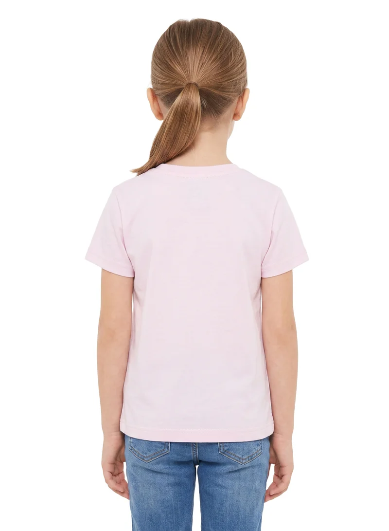 Trucare The Smurfs Smurfette "Easy Peasy" Graphic T-Shirt for Girls | Glitter Print Casual Crew Neck Tee