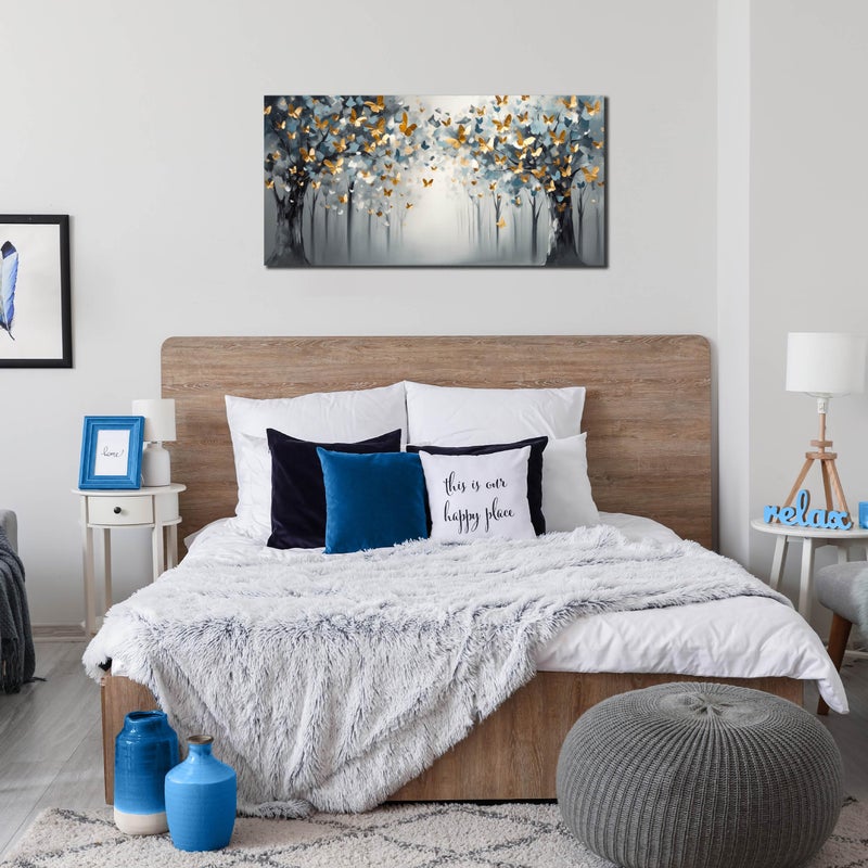 SIXTTART Butterfly Wall Art for Bedroom - Tree Wall Art Canvas for Living Room - Home Office Decor Women Size 20" x 40" - Image 2